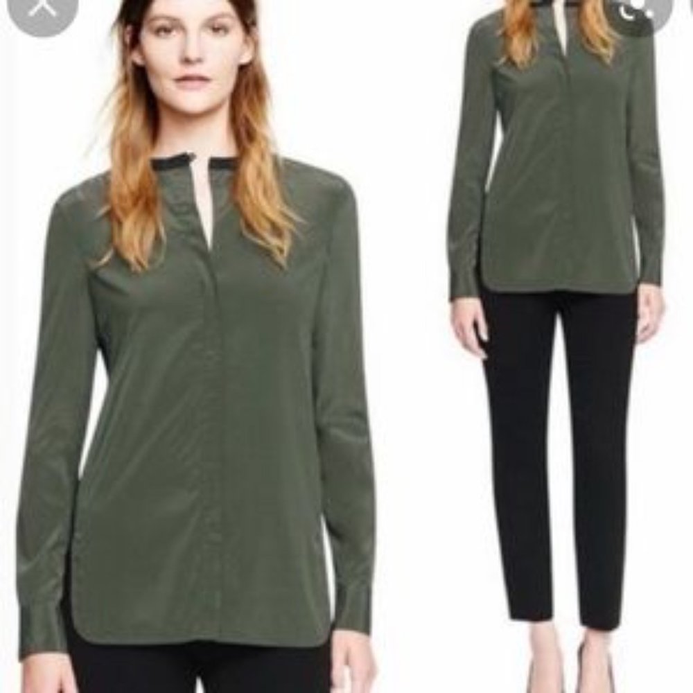 Tory Burch Silk Meg Tunic / Green Black Blouse - Size 4